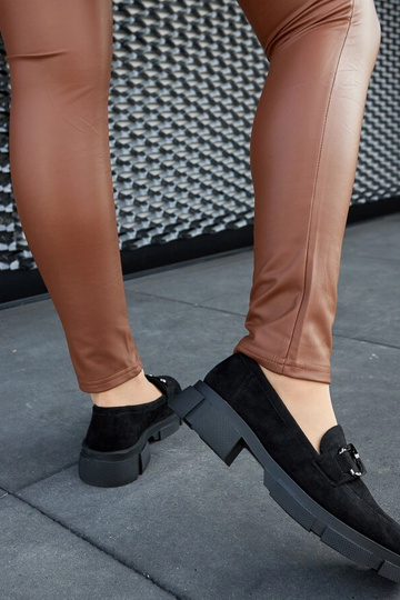 Zwarte massieve loafers met gesp Alfredino