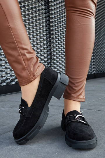 Mocassins noirs massifs avec boucle Alfredino 2