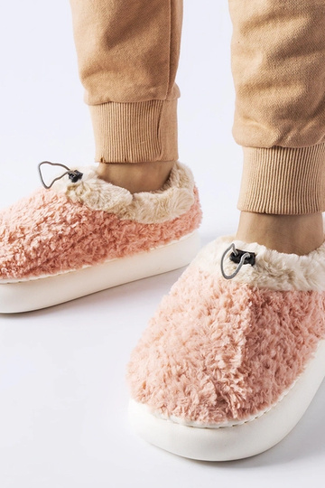 Rosa warme Hausschuhe mit...