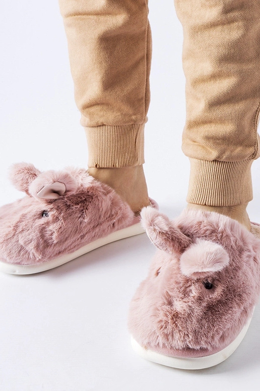 Rosa warme Hausschuhe mit Ohren Daniele