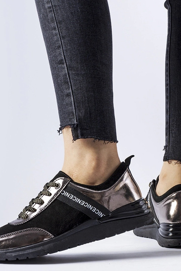 Baskets en cuir noir et... 2