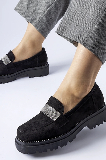 Zwarte Nicholls kunstsuede schoenen met zirconia
