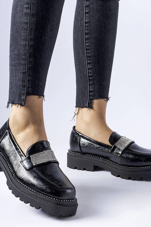 Mocassins en cuir verni noir Fecteau Mocassins en cuir verni noir Fecteau