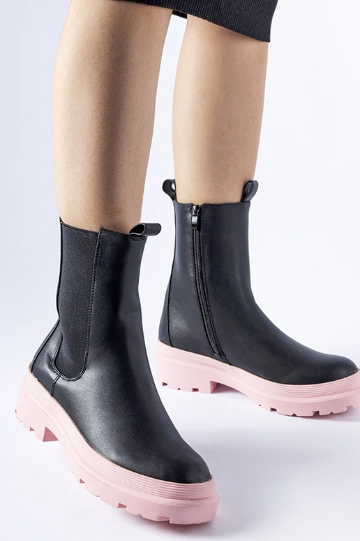 Bottines noires à semelle rose Georgette