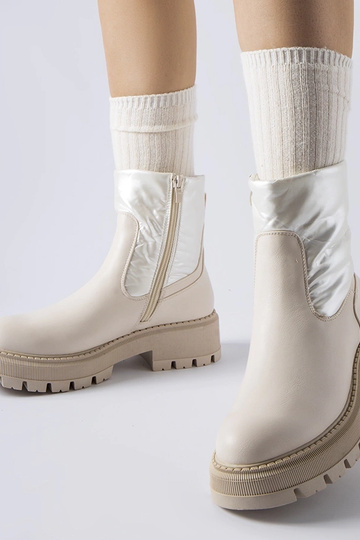 Beige Stiefeletten mit...
