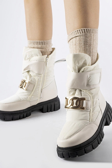 Beige Schneestiefel mit dekorativer Schnalle Athos