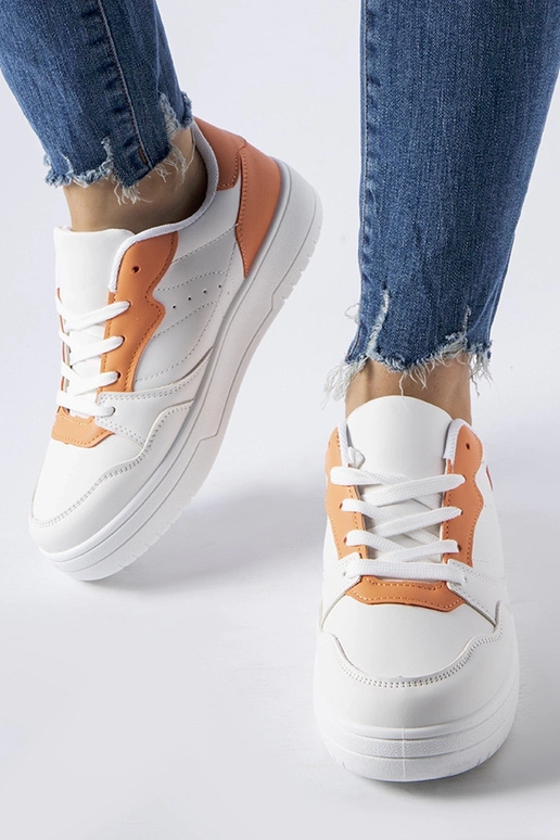 Weiße Schuhe mit orangefarbenem...