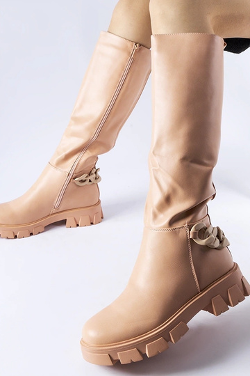 Armand, Rosa, flache Stiefel mit Kettendetail 2