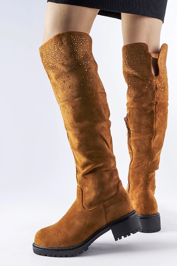 Braune lange Stiefel mit... 2