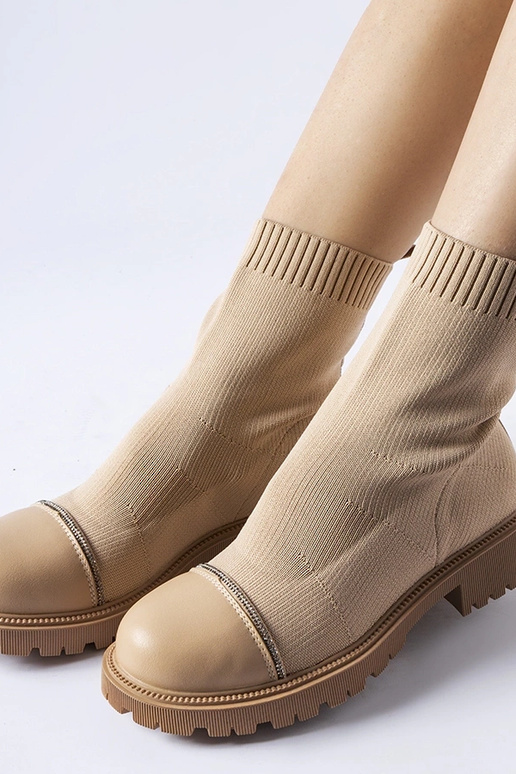 Botines brunes en forme de chaussette...