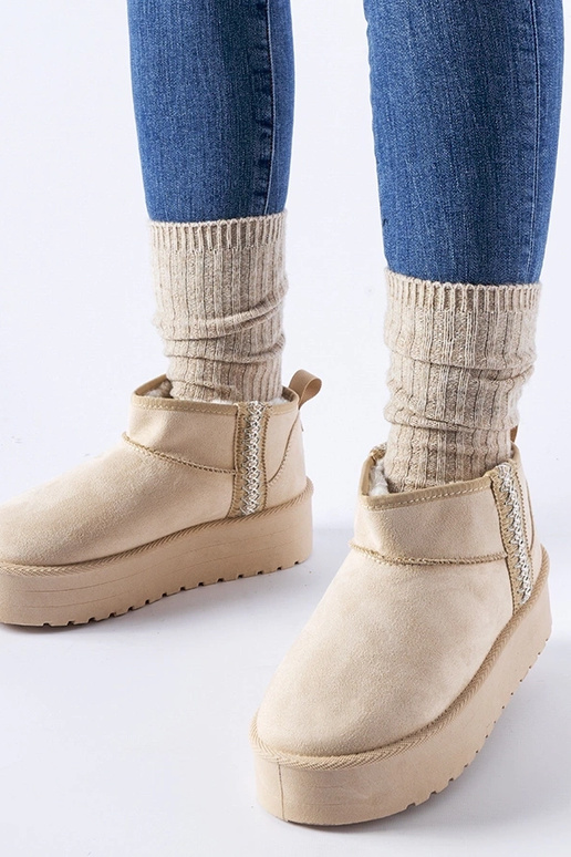 Beige Dennison platform snestøvler