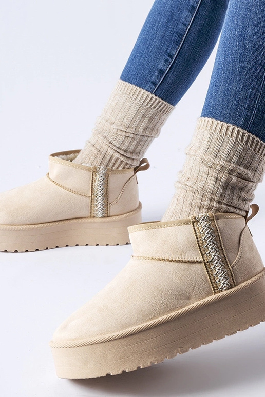 Beige Dennison platform snestøvler