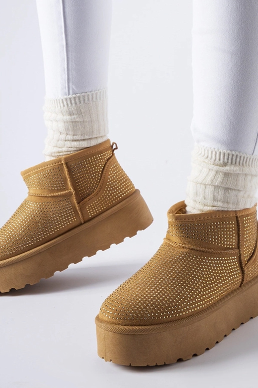 Braune Schneestiefel mit Sonora-Zirkonen