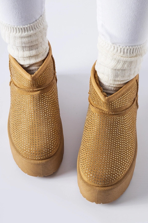 Braune Schneestiefel mit Sonora-Zirkonen