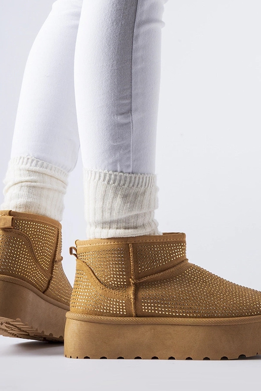 Bottes de neige marron avec zircons...