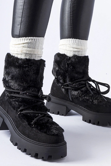 Bottines noires avec fourrure décorative Frediano