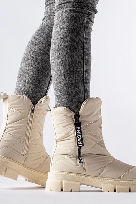 Beige isolerede quiltede snestøvler...