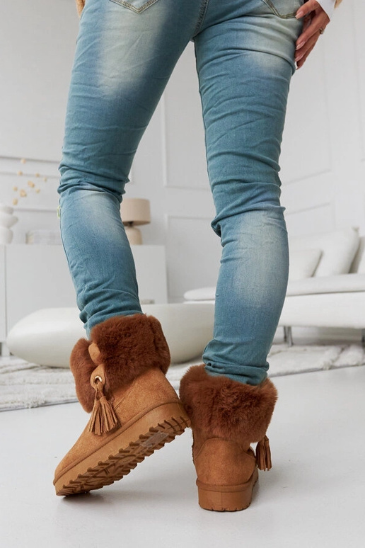 Bottes de neige fourrées marron de...