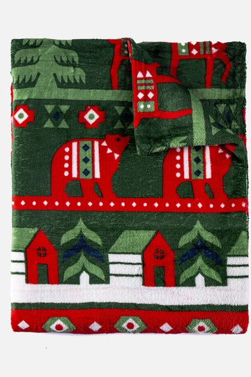 Grønt tæppe med julemønstre...