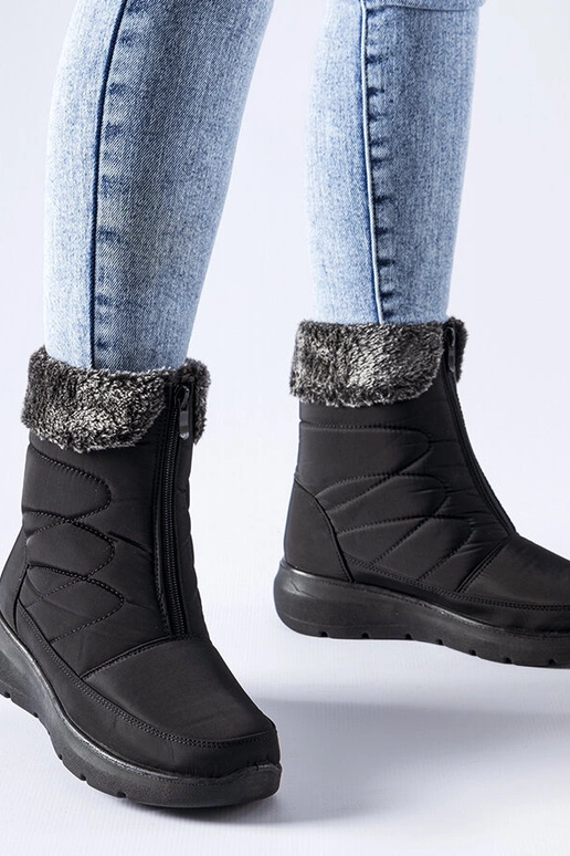 Sorte snestøvler med lav kile Brownton