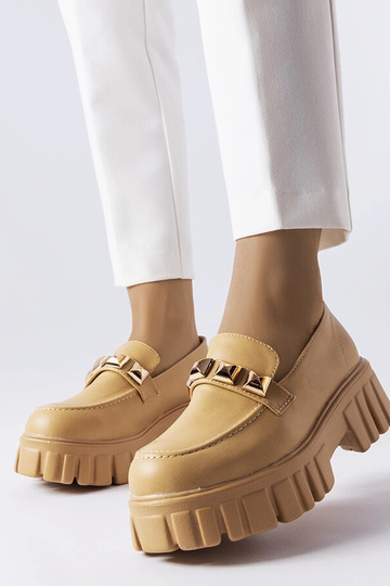 Frisco Beige Platform Loafers