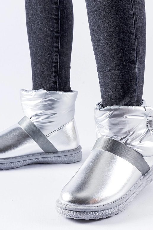 Delaune sølv skinnende korte snestøvler