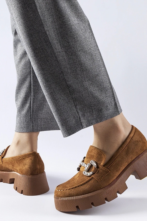 Braune Loafer mit Zirkonen von Giacomo Braune Loafer mit Zirkonen von Giacomo