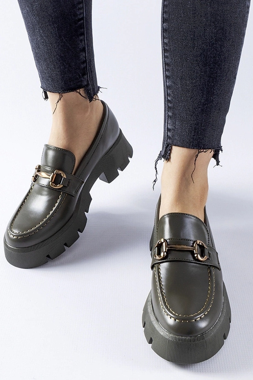 Grüne Slipper mit Schnalle Cerzeto Grüne Slipper mit Schnalle Cerzeto