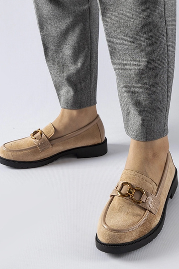 Beige Seggiano Mokassins mit Schnalle