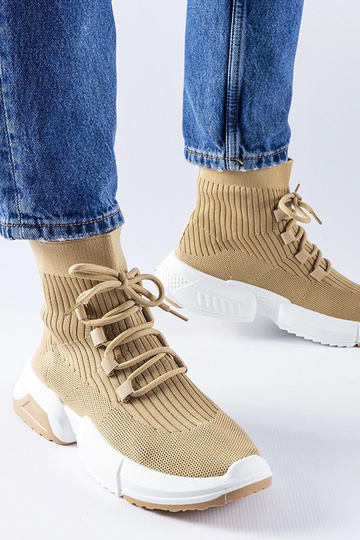 Baskets montantes beige foncé Sanschagrin