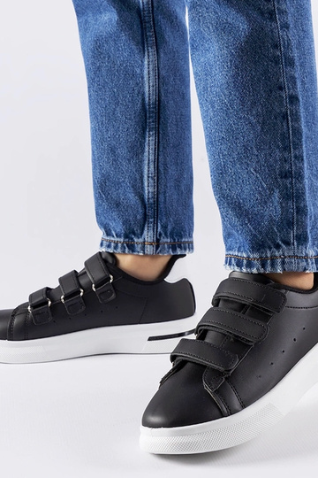 Sorte velcro sneakers Paré - hvid sål