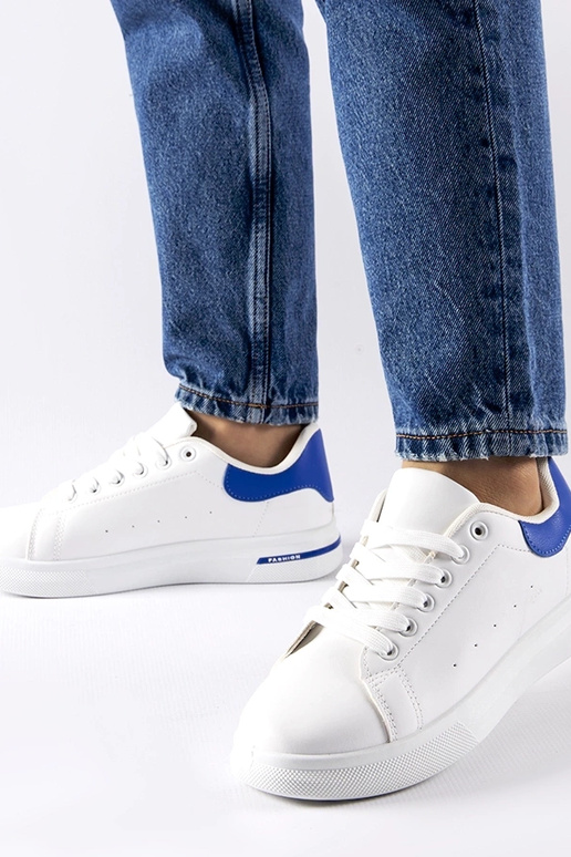 Weiße und marineblaue Leland-Sneakers