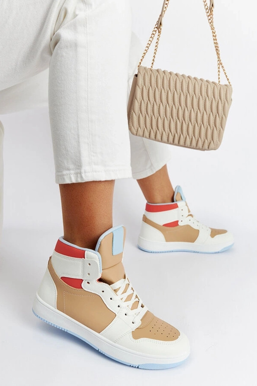 Eagan hvide og beige high top sneakers