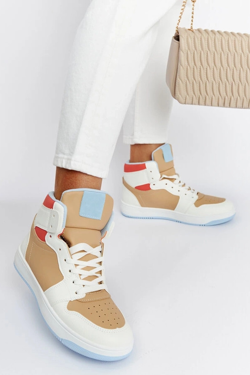 Eagan hvide og beige high top sneakers