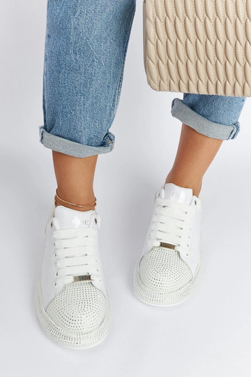 Bottines sneakers blanches avec zircons GOE NN2N4011 2