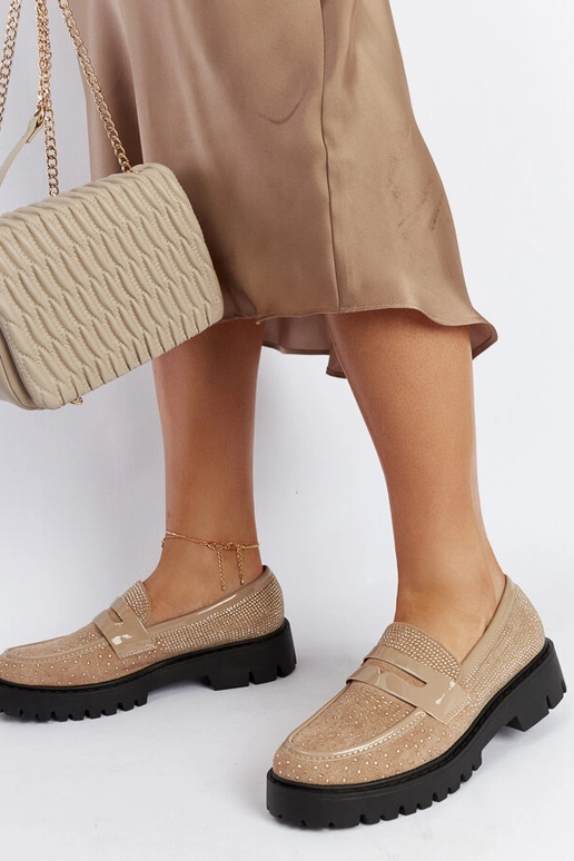 Newport beige mokasijnen met zirconia Newport beige mokasijnen met zirconia