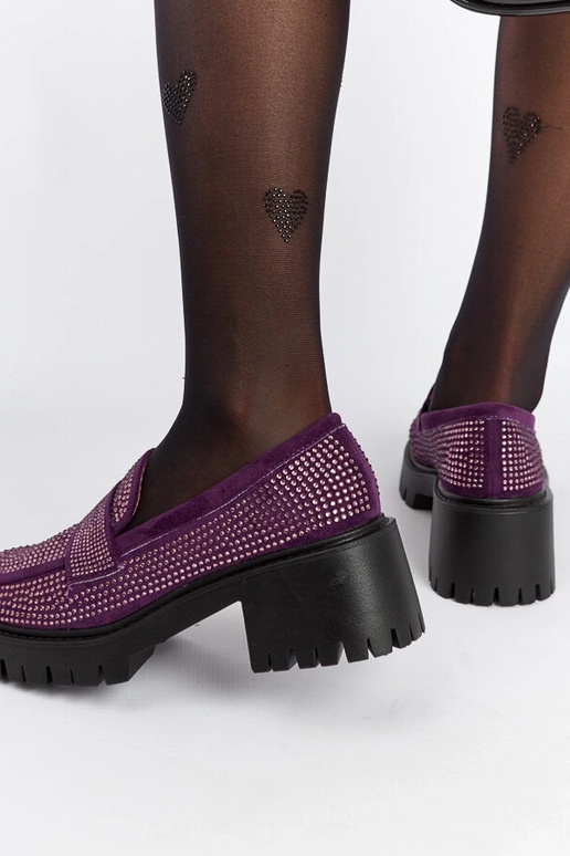 Lilla loafers med en massiv hæl Forælder Lilla loafers med en massiv hæl Forælder