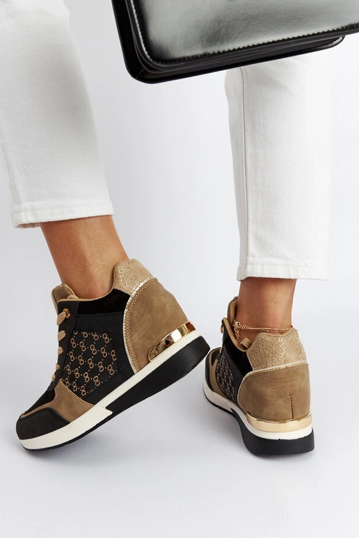 Schwarze, kastanienbraune Keil-Sneakers