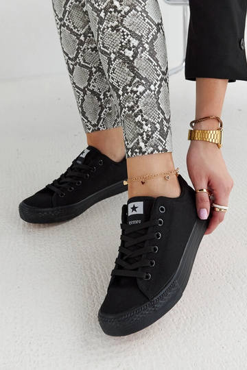Damesneakers i sort stof...