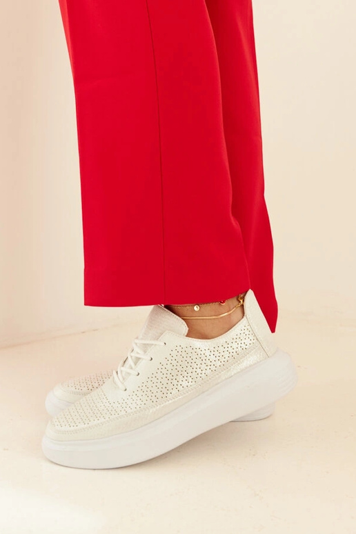 Silberne Plateau-Sneaker für Damen...