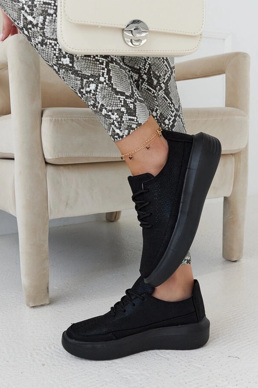 Baskets noires femme à plateforme,...