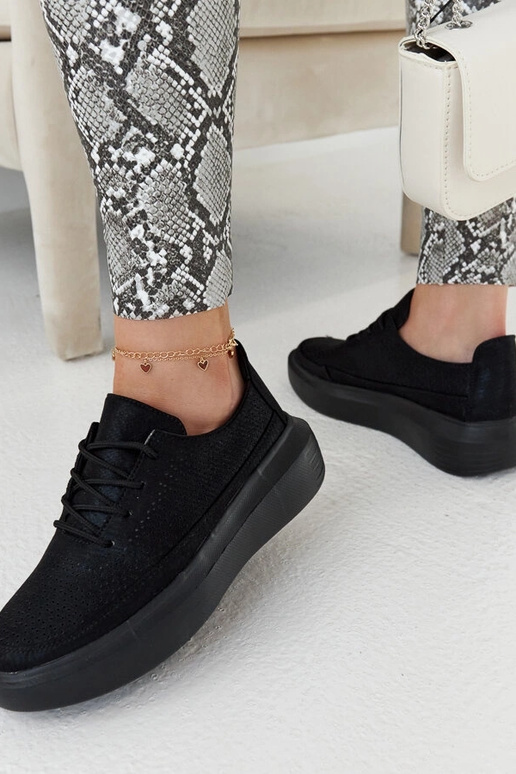 Baskets noires femme à plateforme,...