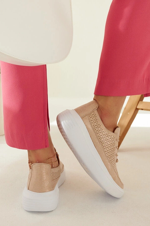 Goldene Plateau-Sneaker für Damen,...