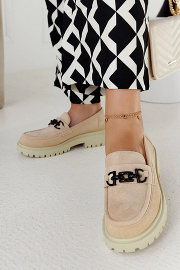 Dame loafers i beige...