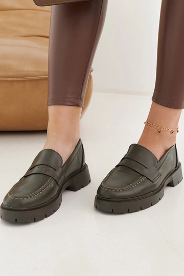 Maybritt grønne mokkasiner