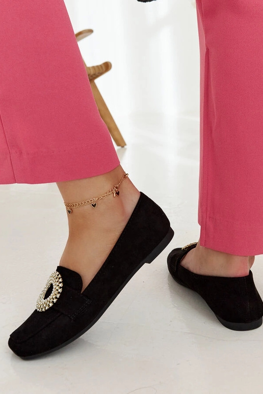 Mocassins noirs ornés de zircons Celena