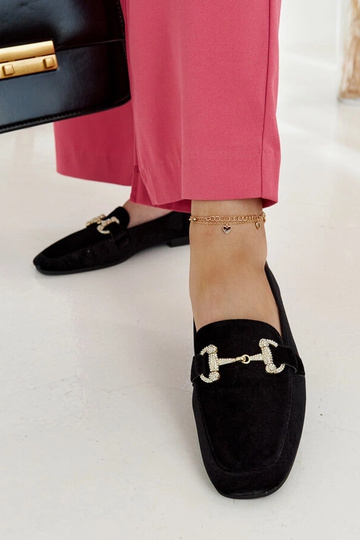 Sorte fløjlsmokkasiner med...