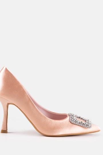 Escarpins beiges satinés avec zircons Clemente 2
