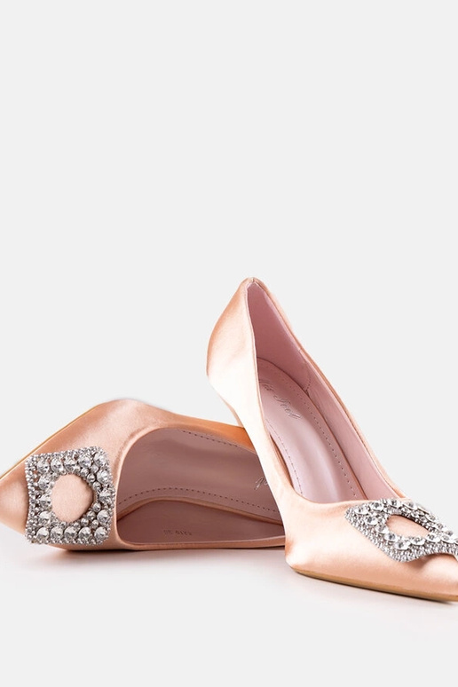 Beige satinierte Stilettos mit...