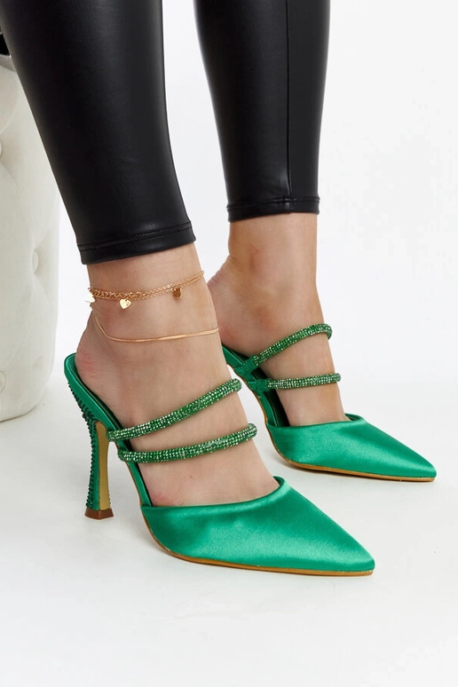 Grønne Raffaelina højhælede muldyr Grønne Raffaelina højhælede muldyr